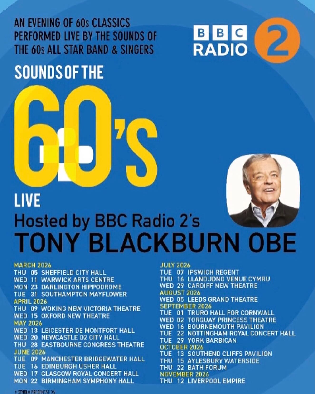 Tony Blackburn Sounds of the 60s Live Tour Poster 2026